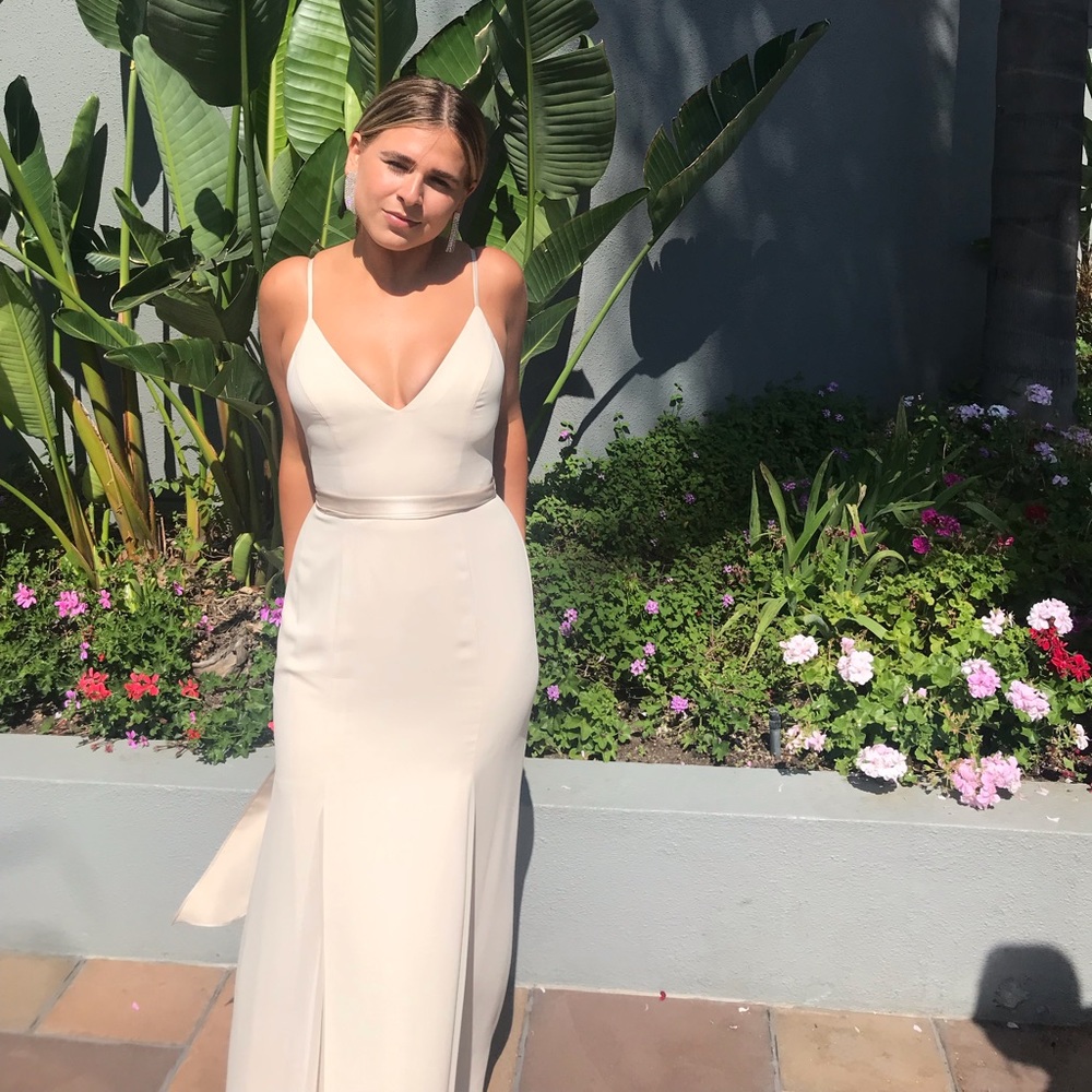 David’s bridal Ivory bridesmaid elegant dress.
